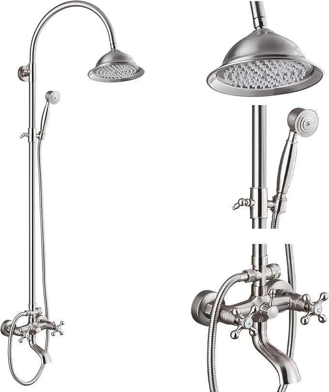 gotonovo Bathroom Classic Exposed Shower Faucet Wall Mount Shower System 8 Inch by HOME