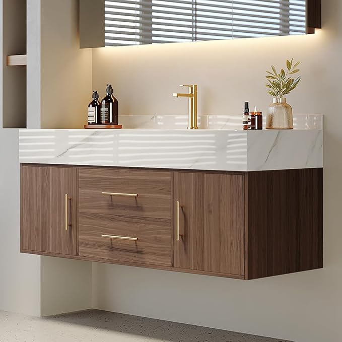Bathroom Vanity with Sink 39" Floating Bathroom Vanity Sintered Stone Modern by Weibath