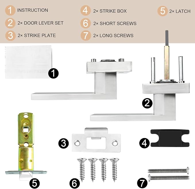 Square Passage Door Lever, Heavy Duty Interior Door Handles - Image 2