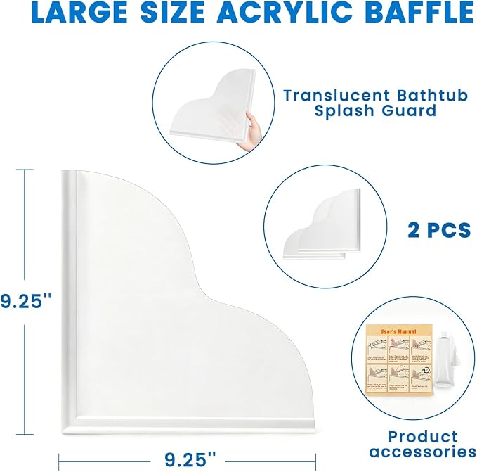 Shower Splash Guard Kit, Large Size Bath tub Corner Splash Guards Keep Water in - Image 2