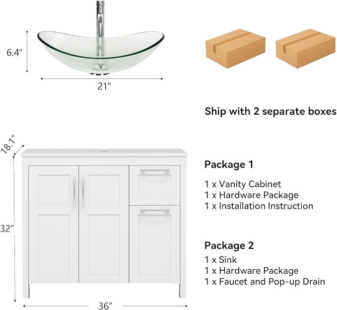 YOURLITE 36 Inches Traditional Bathroom Vanity Set - Image 3