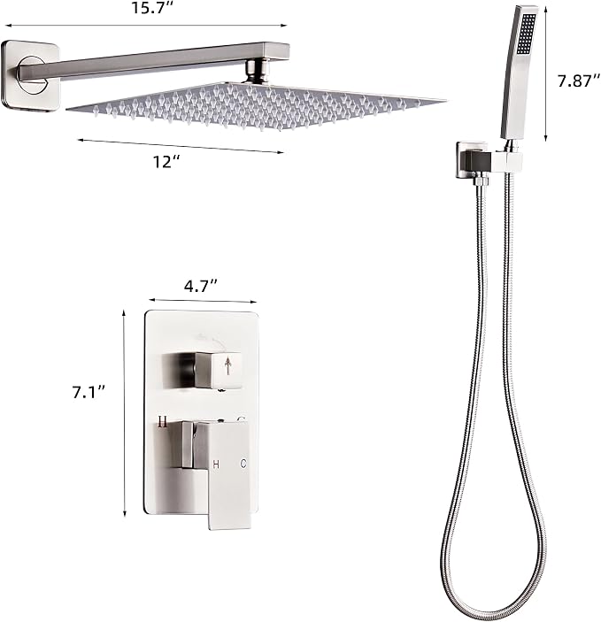 Shower Faucet Set, Rainfall Shower System Complete Wall Mounted - Image 5