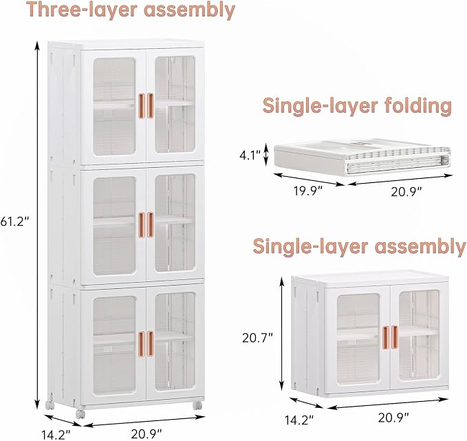 Storage Bins with Lids and Doors Storage Cabinet with Wheels Plastic Stackable - Image 3