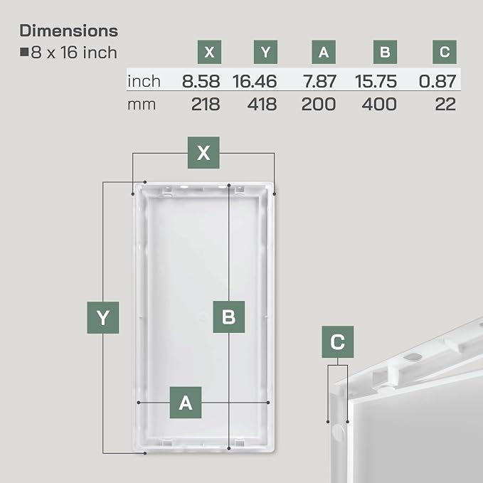Vent Systems White ABS Plastic Access Panel 8 x 16 Inch - Image 2