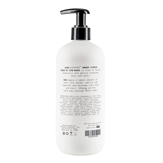 Zoey Naturals Sweet Citrus Baby Wash & Shampoo, Made - Image 7