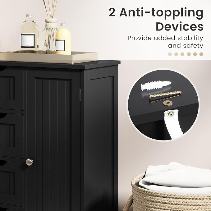 Tangkula Bathroom Floor Cabinet, Freestanding Storage Cabinet - Image 7