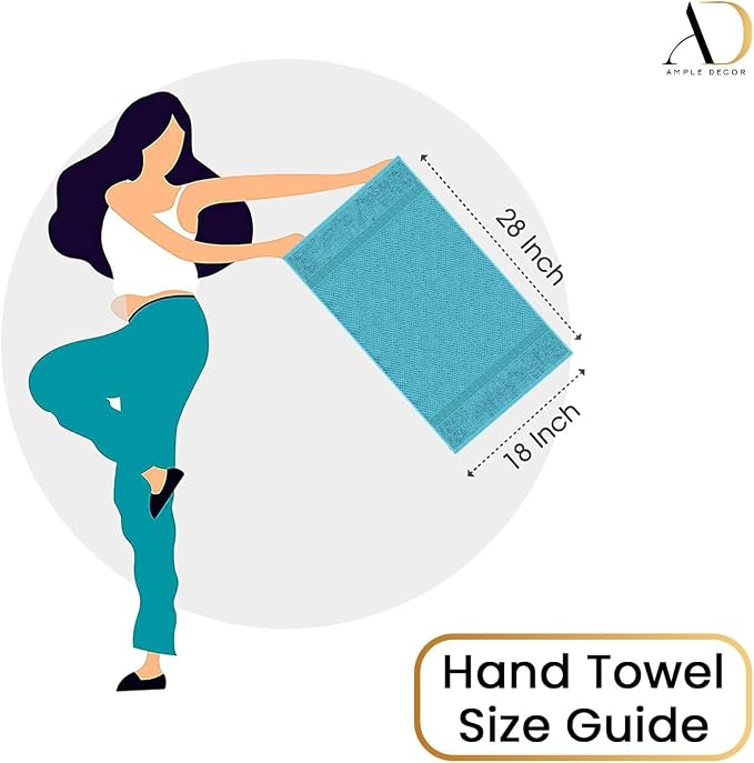 Ample Decor 100% Cotton Sky Blue 18 X 28 Inch Hand Towel - Image 4