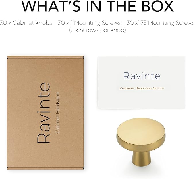 Ravinte 30Pack Drawer Pulls 1-1/4 Inch Kitchen Cabinet Knobs Solid Brushed - Image 7