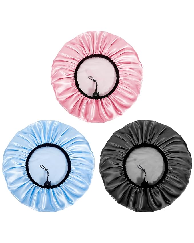 Auban Shower Cap for Women, Adjustable Reusable, Extra Large, Double-Layer - Image 9