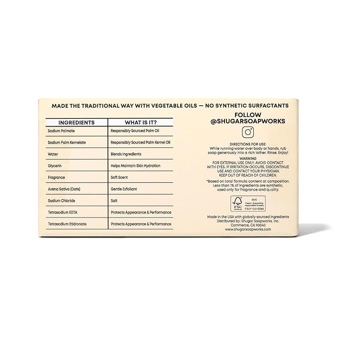 Shugar Soapworks Oatmeal & Lemon Verbena 5 oz Beauty Bar Soap 8-Pack | - Image 11