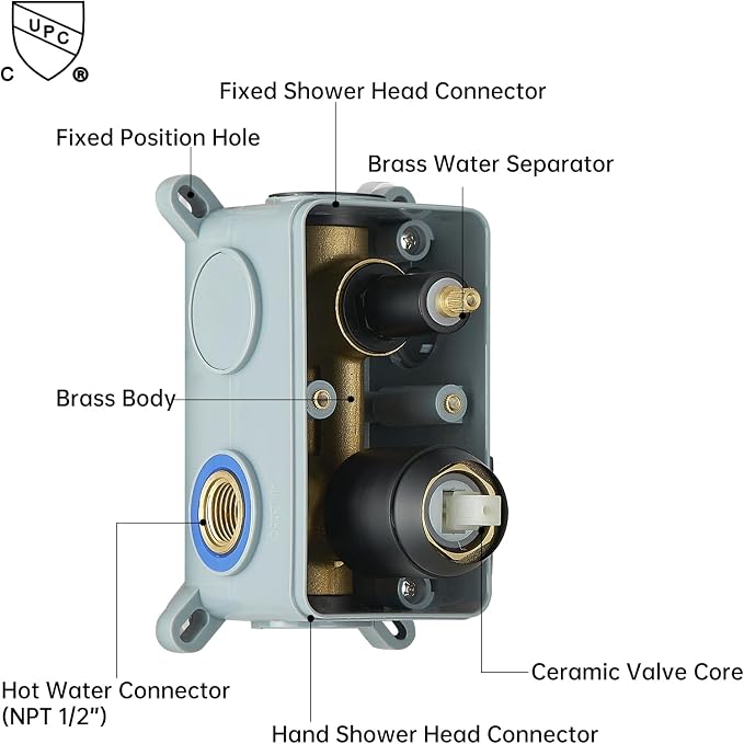 BESy Shower System with 10 Inch Round Rain Shower Head and Handheld Wall Mounted - Image 7