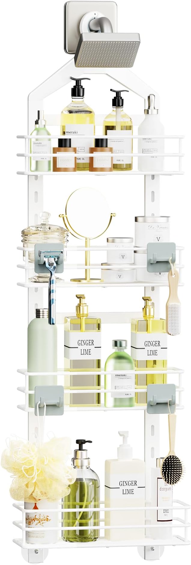 Orimade 4 Tier Adjustable Anti-slip Shower Caddy Over Shower Head, Rustproof by Orimade