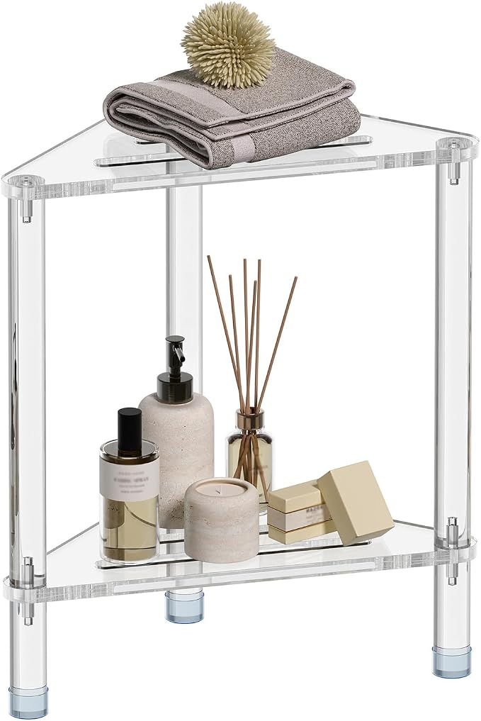 Acrylic Corner Shower Stool for Shaving Legs 11.42" D X 11.42" W X 17.91" H by GOIOOIA