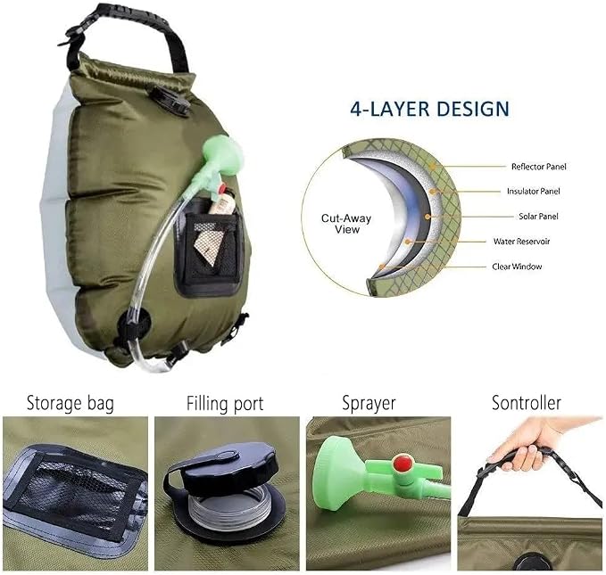 ​20L Solar Shower Bag Outdoor Solar Heating Premium Camping Portable Heating - Image 3