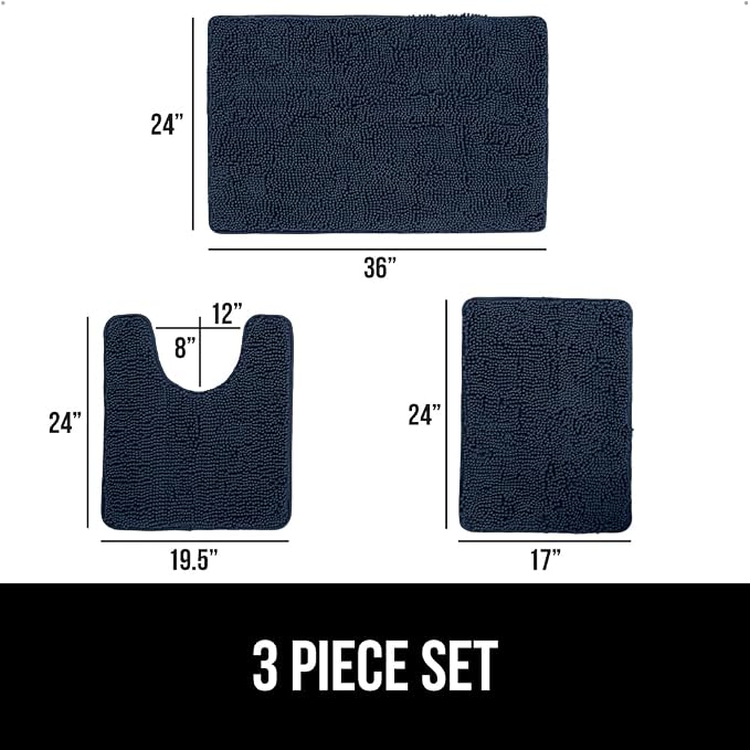 GORILLA GRIP Bathroom Rug Sets 3 Piece, Bath Mat Set and Oval Toilet Base - Image 2