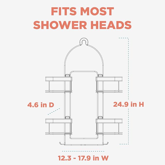 Zenna Home Expanding Shower Caddy, Rust-Resistant, Chrome - Image 3
