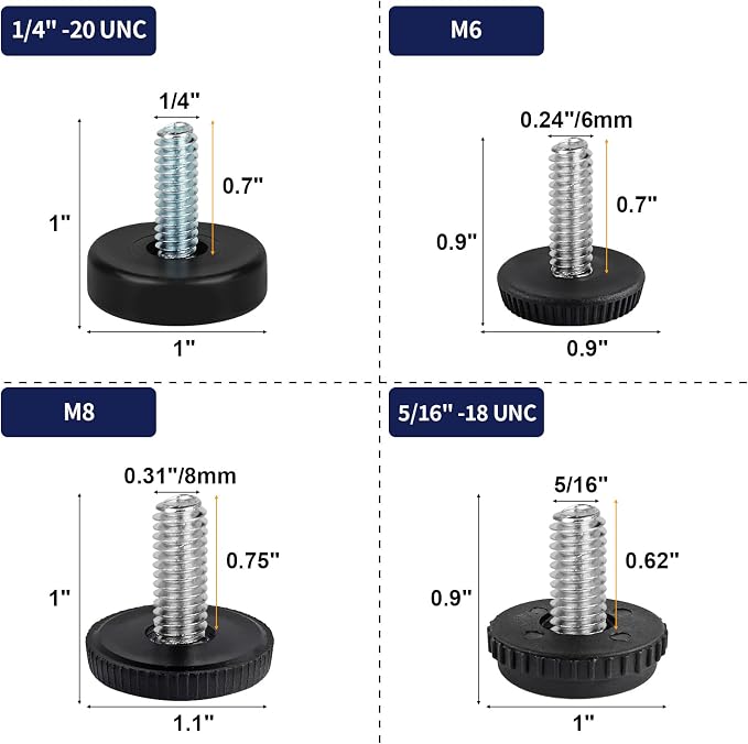 M8 Thread Levelers, Screw in Leveling Feet - Image 3
