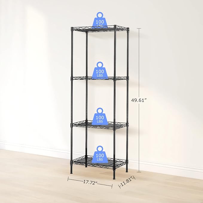 BNSPLY 4 Tier Wire Shelving Unit, Height Adjustable Wire Shelves, Metal Storage - Image 3