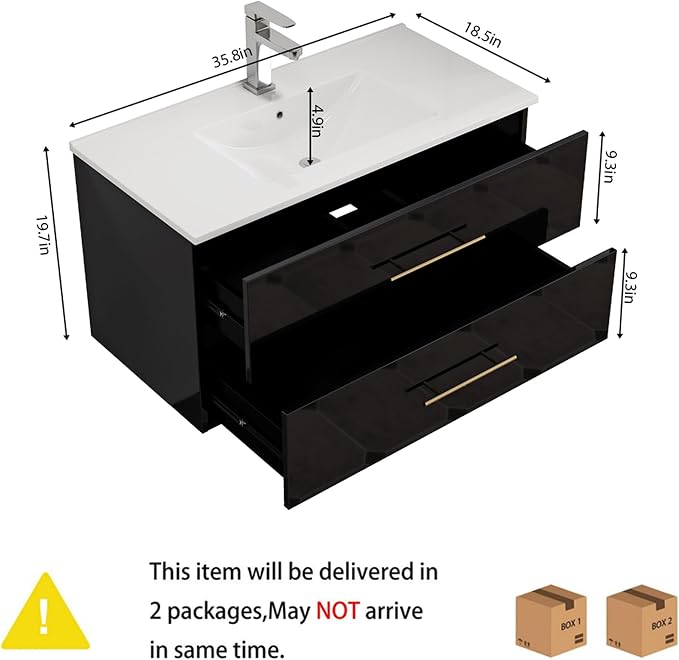 36" Wall Mounted Bathroom Vanity - Image 2