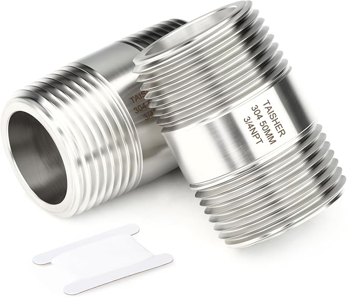 TAISHER 2PCS Stainless Steel Pipe Fittings, 3/4" NPT Male x 3/4" NPT Male by TAISHER