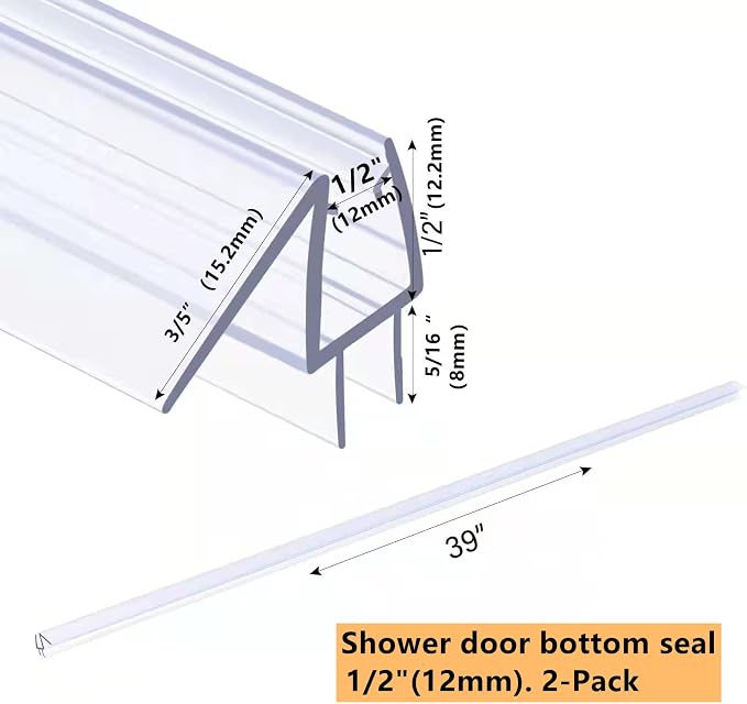 Shower Door Bottom Seal with Sweep 2Pack, to Stop Water Leaking - Image 2
