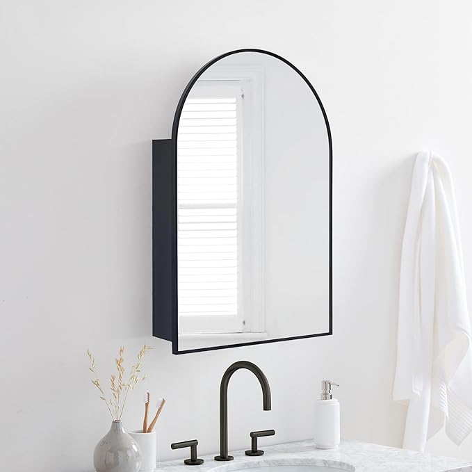 TEHOME 20 x 30'' Black Arched Bathroom Medicine Cabinet - Image 3