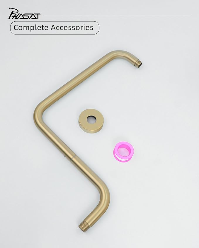 PHASAT 16 Inches Shower Arm Extension, S shaped Shower Arm - Image 7