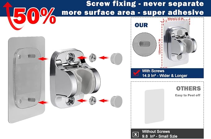 NearMoon Self Adhesive Shower Head Holder-Adjustable Handheld Shower Holder NO - Image 3