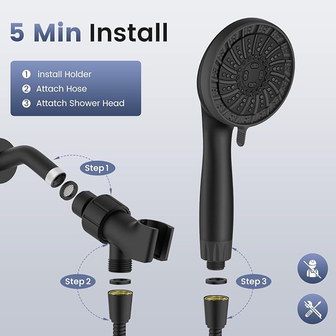 Filtered Shower Head with Handheld, High Pressure 8 Spray Showerhead with - Image 6