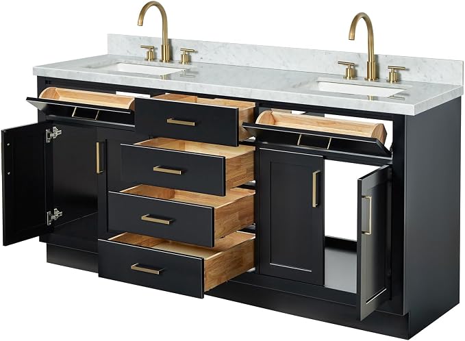 ARIEL Hepburn 73 in. Double Rectangle Sink Vanity - Image 5
