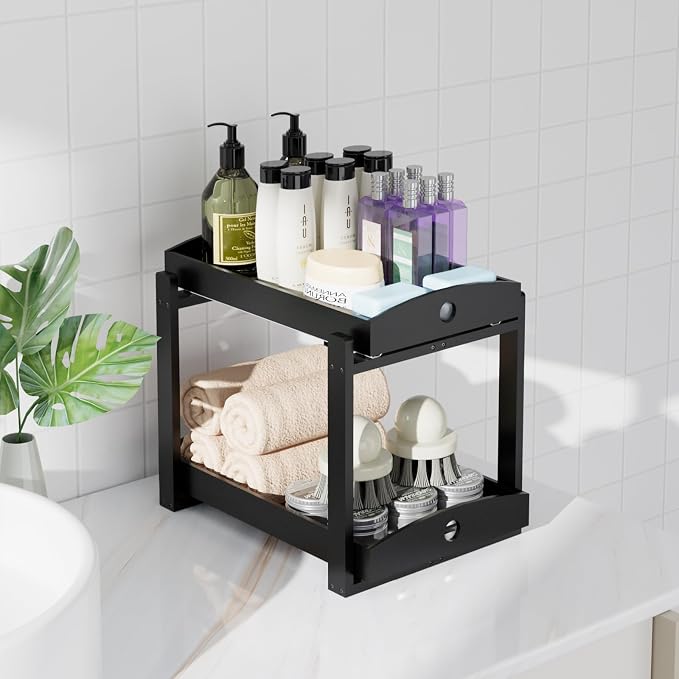 Bamboo Wood Under Sink Organizer 1 Pack, Pull Out Cabinet Organizer 2 Tier - Image 7
