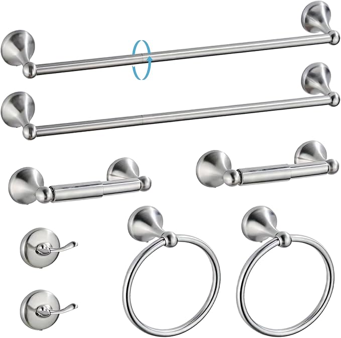 Newfun 8-Pieces 24" Bathroom Hardware Set, Bathroom Accessory Set, Includes 24" by Newfun