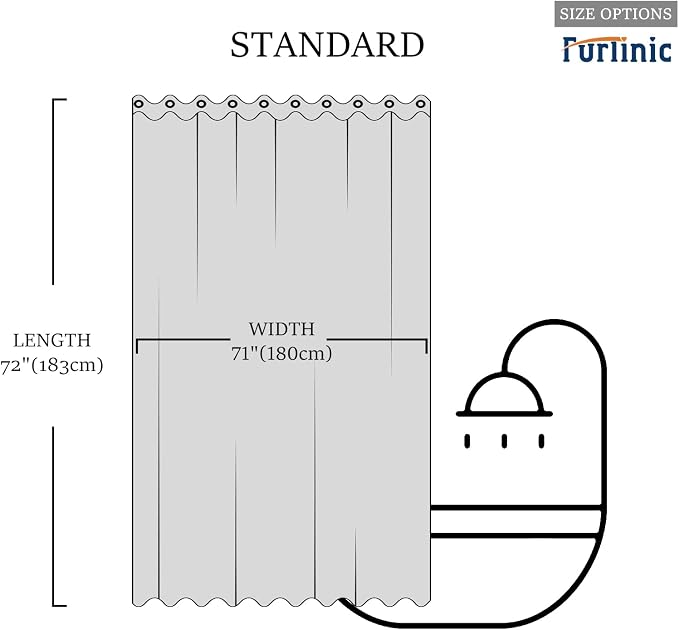 Furlinic No Hook Beige Shower Curtain, Polyester Fabric Bathroom Curtains - Image 6