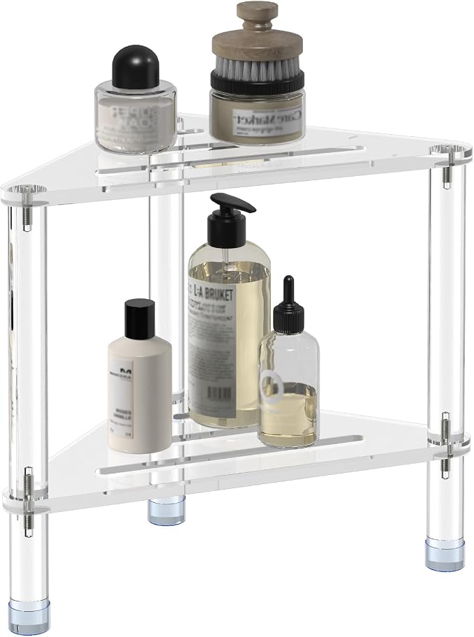 Acrylic Corner Shower Stool for Shaving Legs 11.42" D X 11.42" W X 14.37" H by GOIOOIA