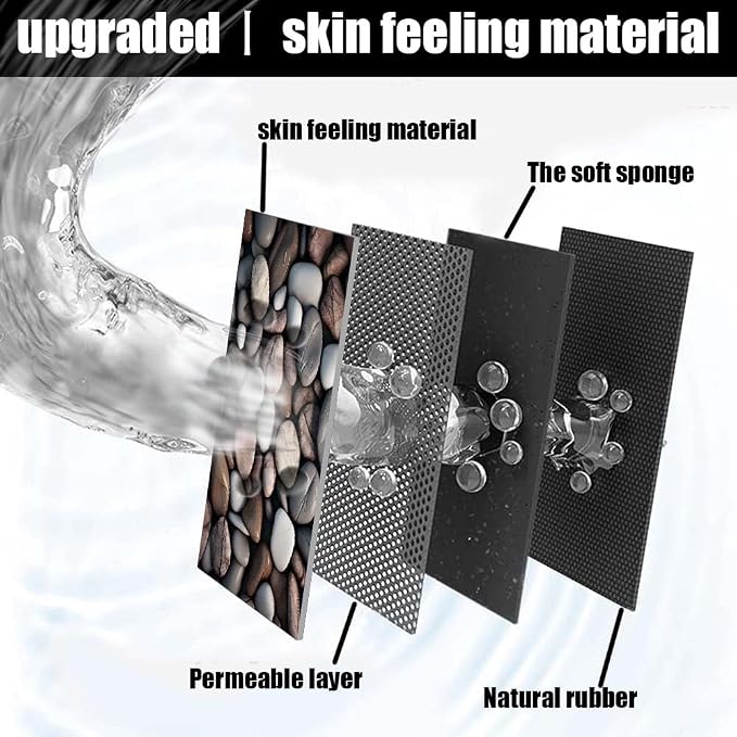 Bath Mat Rug, Rounded River Stones Non Slip Quick Dry Super Absorbent Thin - Image 2