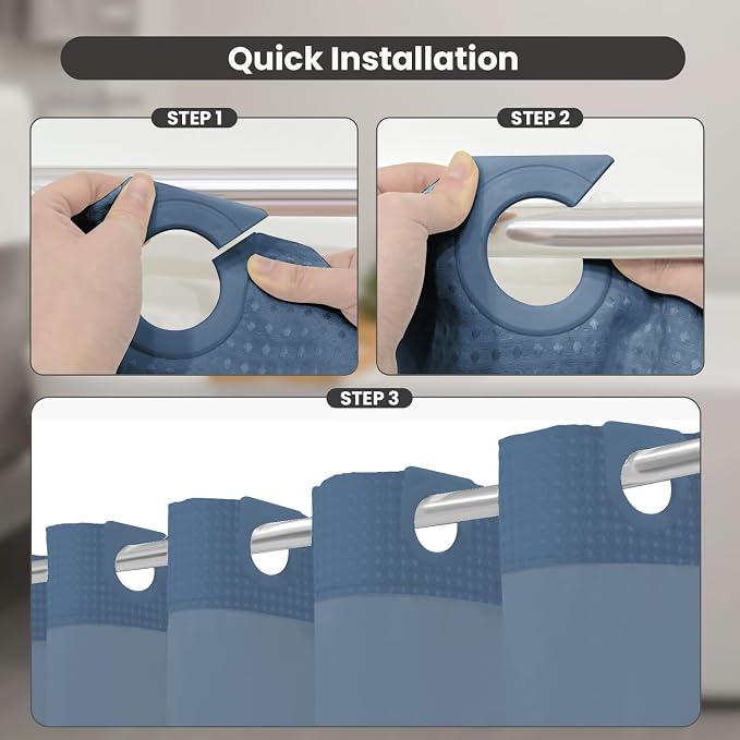 Inhousolu Long No Hook Shower Curtain - Image 3