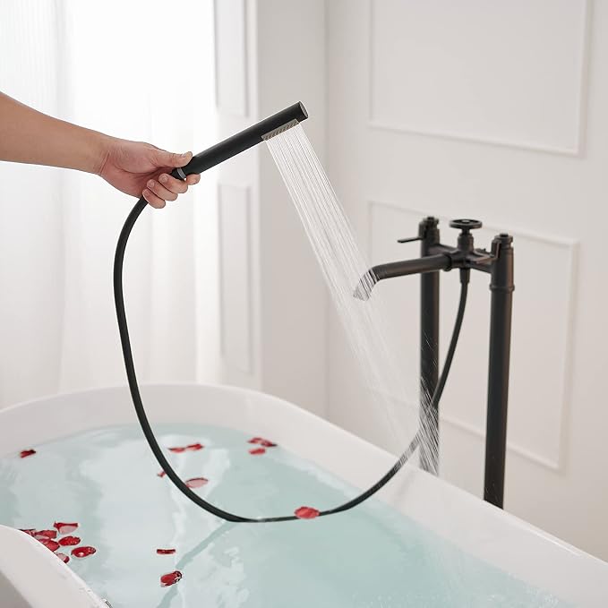 Freestanding Bathtub Faucet Matte Black Floor Mount Tub Filler - Image 5