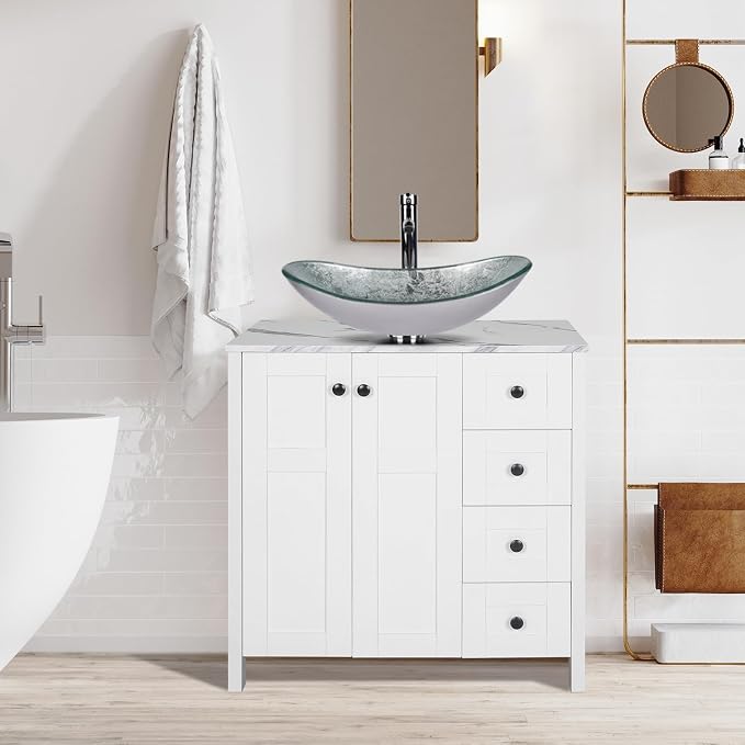 32 Inch White Bathroom Vanity by Solidee