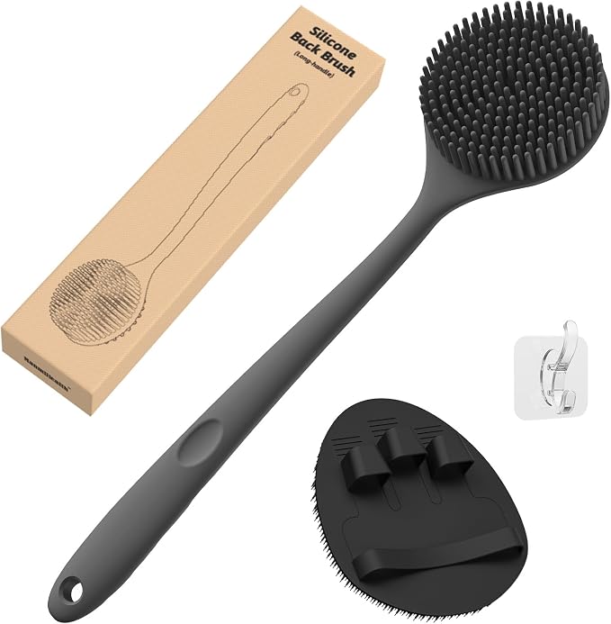 Manmihealth Silicone Back Scrubber & Soft Bath Glove Set, Super-Exfoliating by ManmiHealth