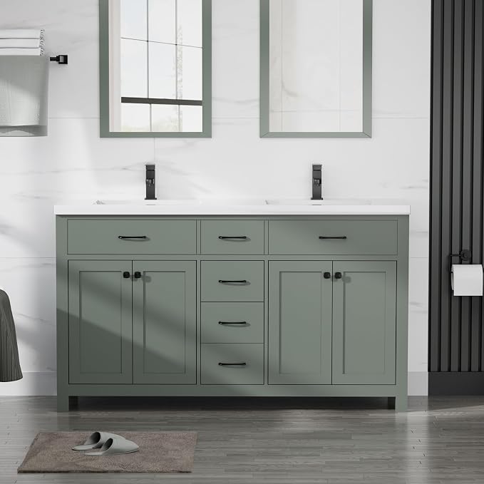 LUCKWIND 60" Bathroom Vanity and Sink Combo, Painted Modern Bathroom Storage by LUCKWIND