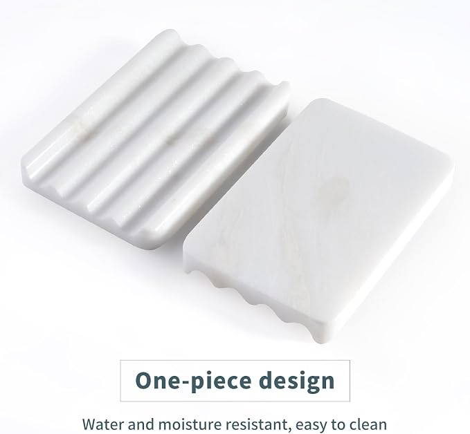 2 Pcs Soap Holder for Bathroom, Marble Soap Dish for Kitchen Countertop - Image 4