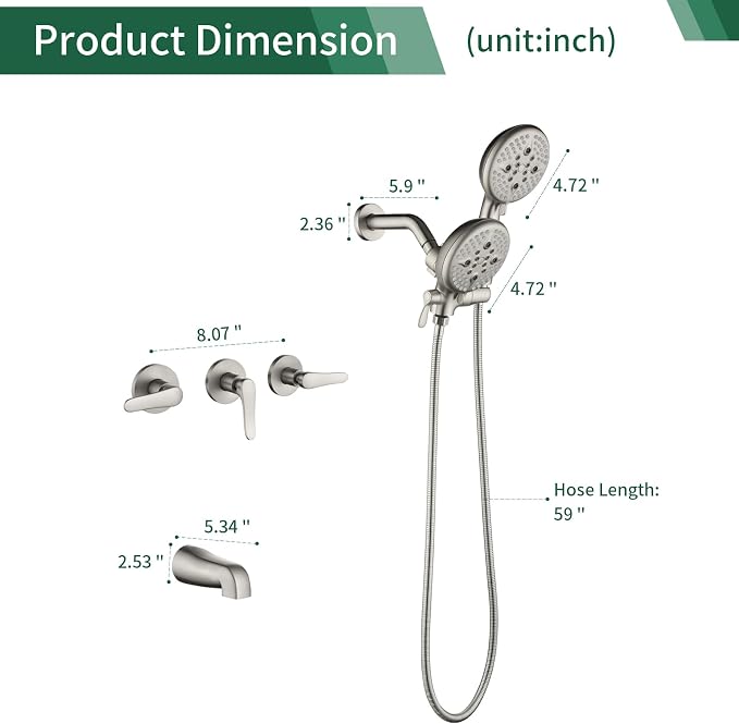 3 Handle Shower Faucet Set Shower System - Image 8