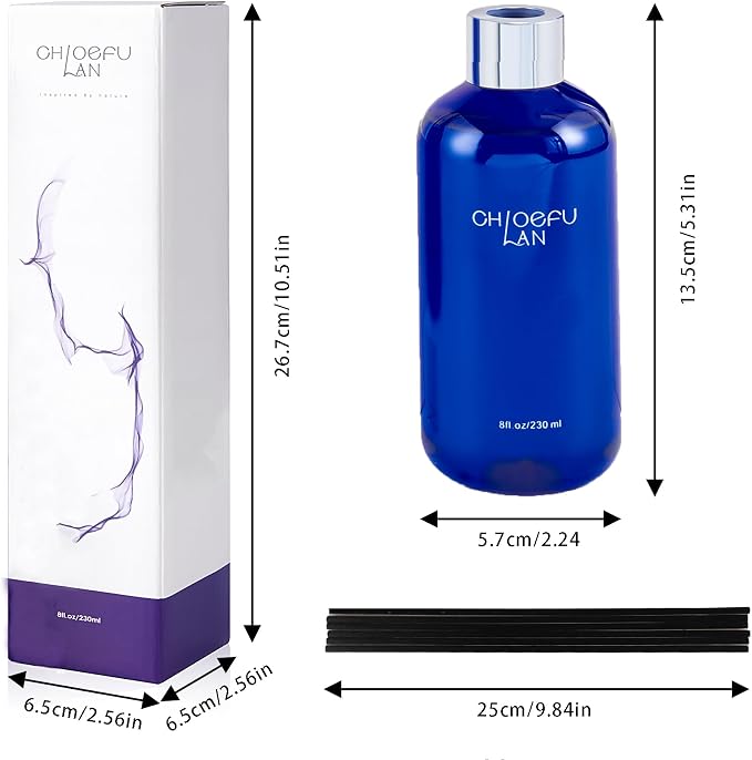 Chloefu Lan Reéd Diffuser, 8.1 oz Natural Essential Scented Oil, 6 Diffuser - Image 4