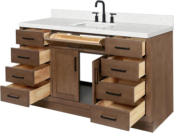ARIEL Hepburn 60 Inch Single Rectangle Sink Bathroom Vanity - Image 6