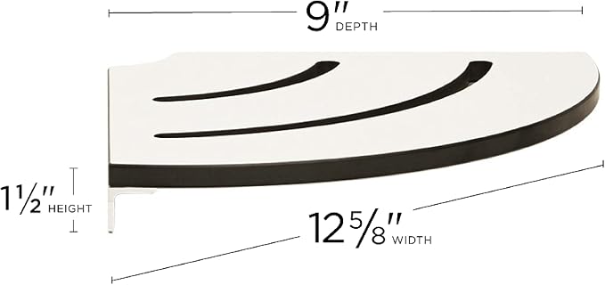 Seachrome Contour Corner Shower Shelf, 18-Inch Radius, Solid White Phenolic - Image 2
