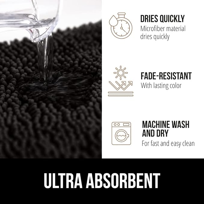 GORILLA GRIP Bath Rug Mat 60x24, Thick Soft Absorbent Chenille, Quick Dry - Image 4