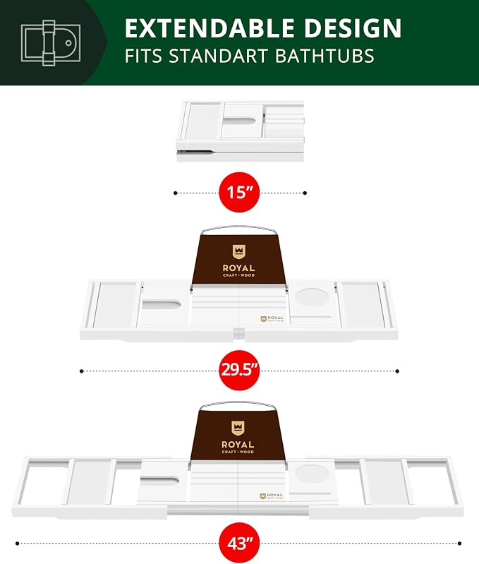 ROYAL CRAFT WOOD Premium Foldable Bathtub Tray - Image 6