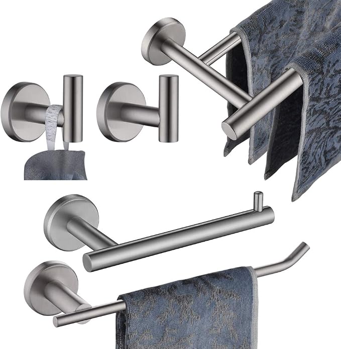 JQK Bath Hardware Towel Bar Accessory Set, 5-Piece Bathroom Accessories by Homeimprovement