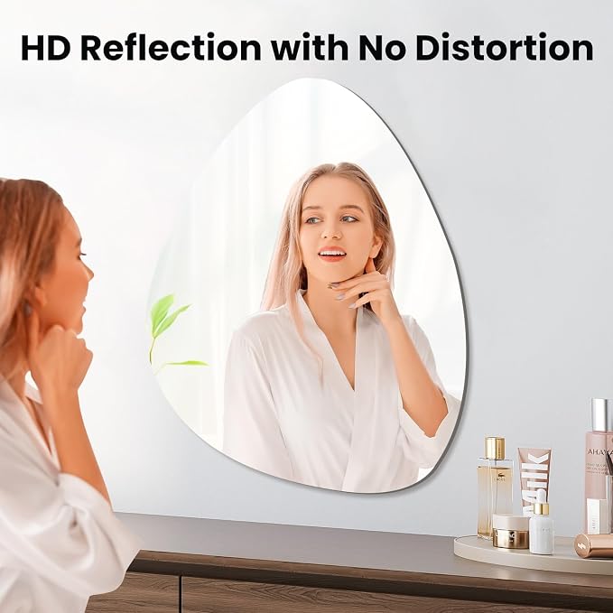 VASUHOME Triangle Frameless Bathroom Mirror, 24 x 32 Inch Wall Vanity Mirror - Image 2