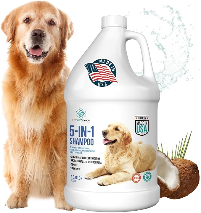 Gallon Bottle - 5 in 1 Dog Shampoo - Groomers Choice - Made in The USA by PETCARESciences
